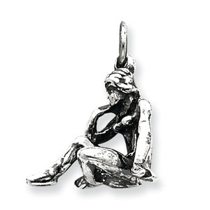 Sterling Silver Antiqued Virgo Pendant