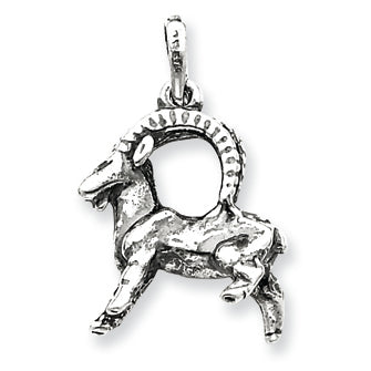 Sterling Silver Antiqued Capricorn Pendant