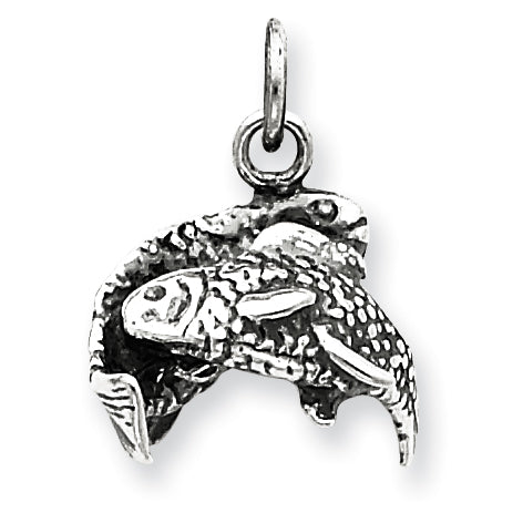 Sterling Silver Antiqued Pisces Pendant