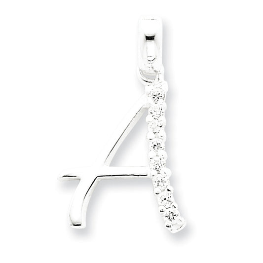 Sterling Silver CZ Initial A Pendant
