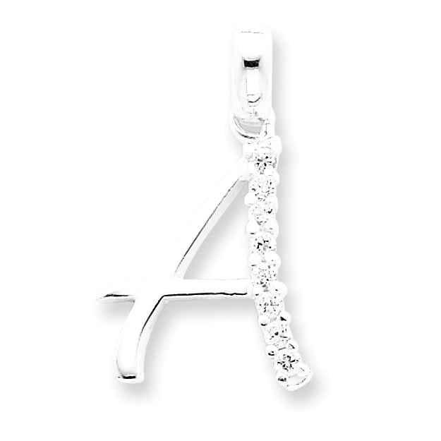 Sterling Silver CZ Initial A Pendant