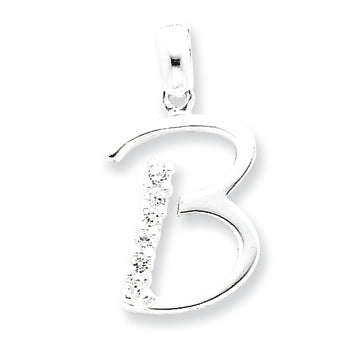 Sterling Silver CZ Initial B Pendant