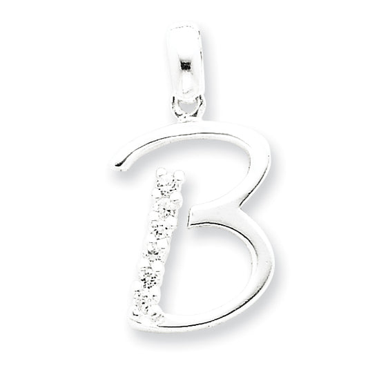Sterling Silver CZ Initial B Pendant