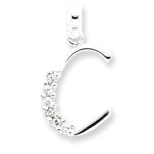 Sterling Silver CZ Initial C Pendant