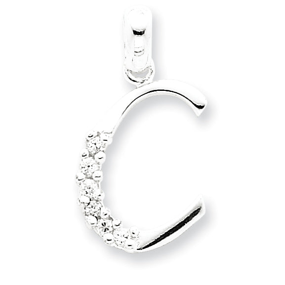 Sterling Silver CZ Initial C Pendant