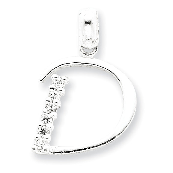 Sterling Silver CZ Initial D Pendant