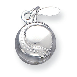Sterling Silver 3D Baseball Charm