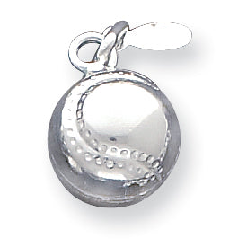 Sterling Silver 3D Baseball Charm