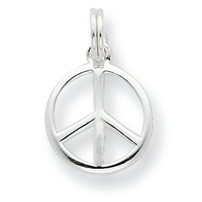 Sterling Silver Polished Peace Sign w/ Spring Ring Charm