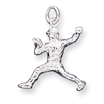 Sterling Silver Baseball Pitcher Charm