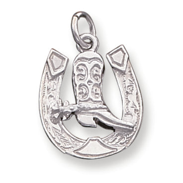 Sterling Silver Horseshoe with Boot Charm