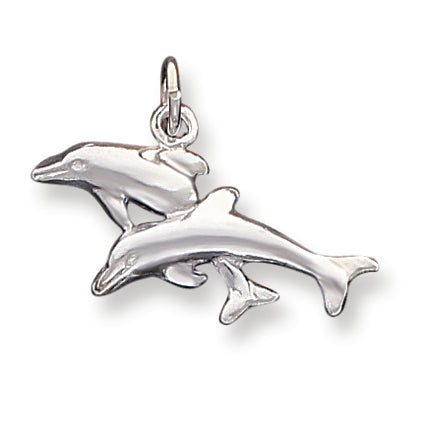 Sterling Silver Dolphins Charm