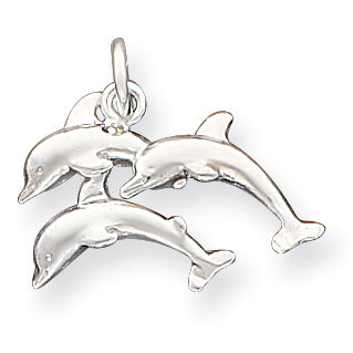 Sterling Silver Dolphins Charm