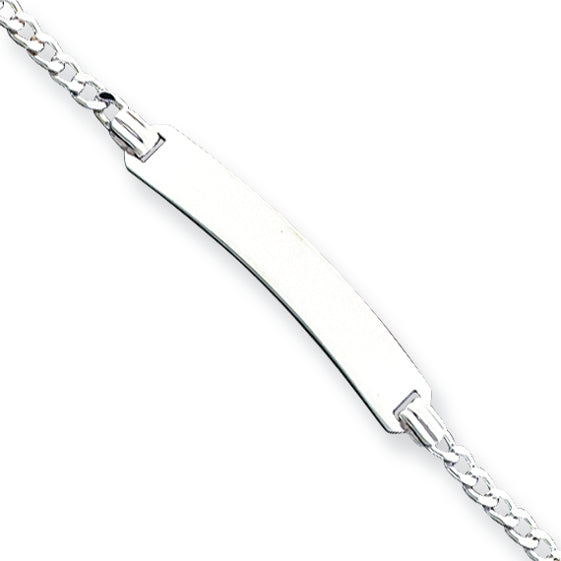 Sterling Silver Curb Link ID Bracelet 7 Inches