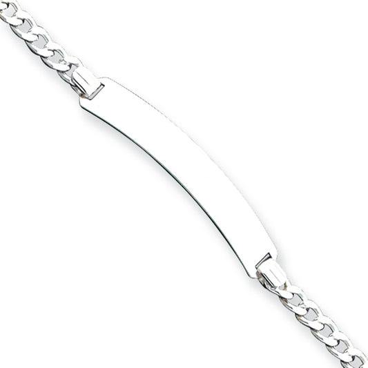 Sterling Silver Curb Link ID Bracelet 7 Inches