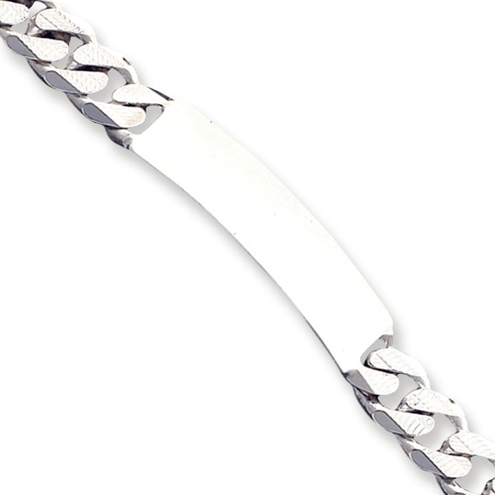 Sterling Silver Polished Engraveable Patterned Curb Link ID Bracelet 8 Inches