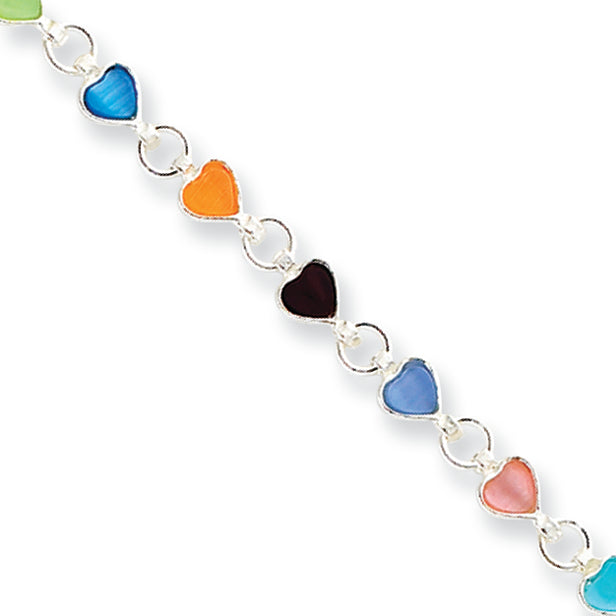SS Multicolor Cats Eye Child's Bracelet 5 Inches