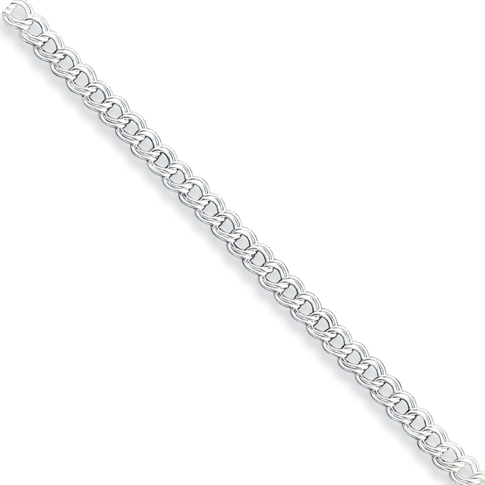 Sterling Silver Double Link Charm Bracelet 7 Inches