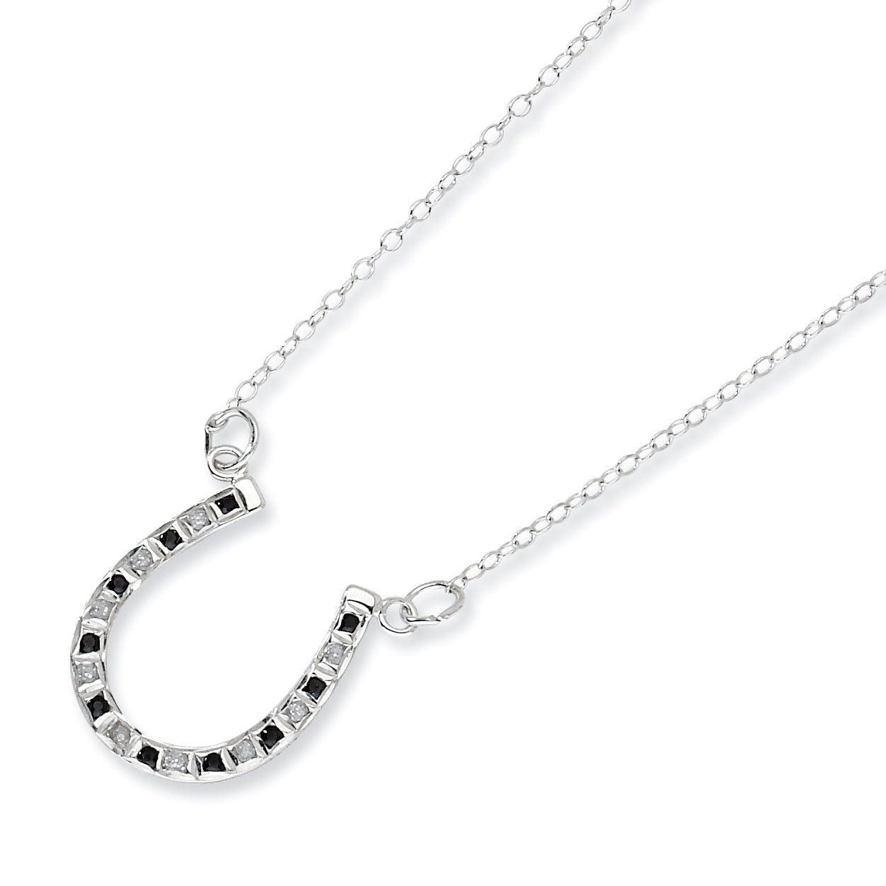 Sterling Silver Diamond Mystique B & W Dia. 18in Necklace