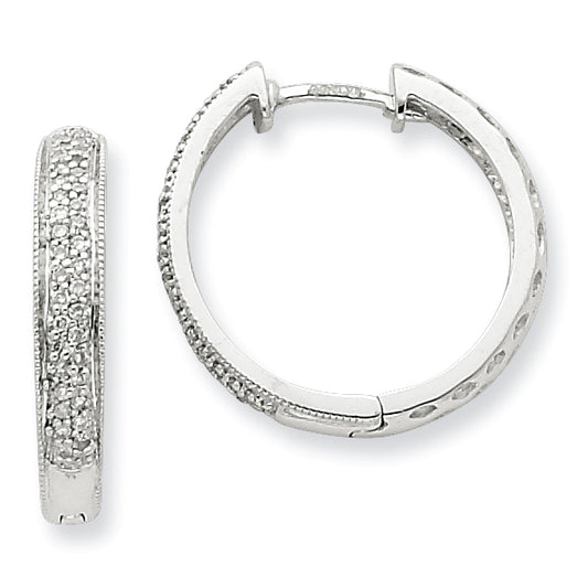 Sterling Silver Diamond HoopEarrings