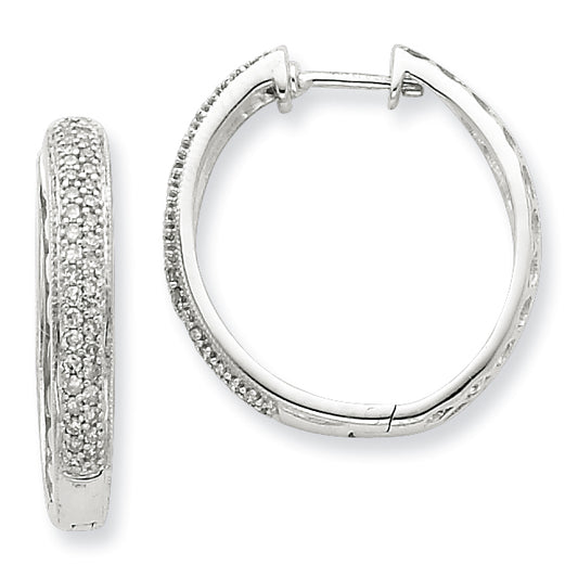 Sterling Silver Diamond Hoop Earrings