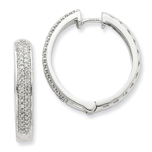 Sterling Silver Diamond Hoop Earrings