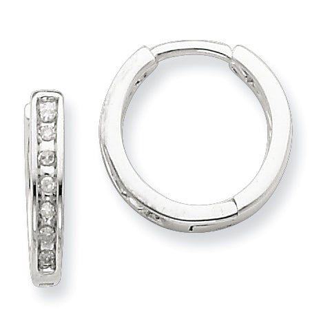 Sterling Silver Diamond Huggie Earrings