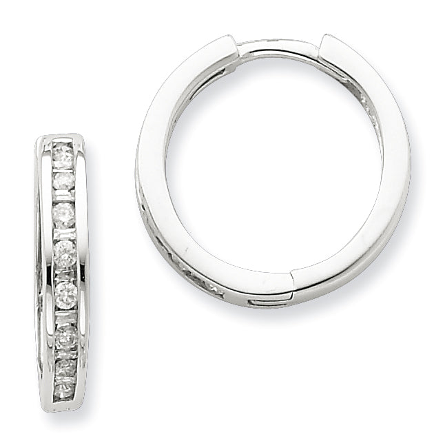 Sterling Silver Baguettes & Round Diamond Hoop Earrings