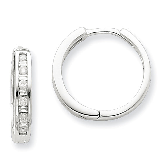 Sterling Silver Baguettes & Round Diamonds Hoop Earrings