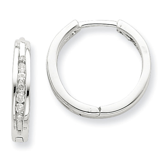 Sterling Silver Diamond Hoop Earrings