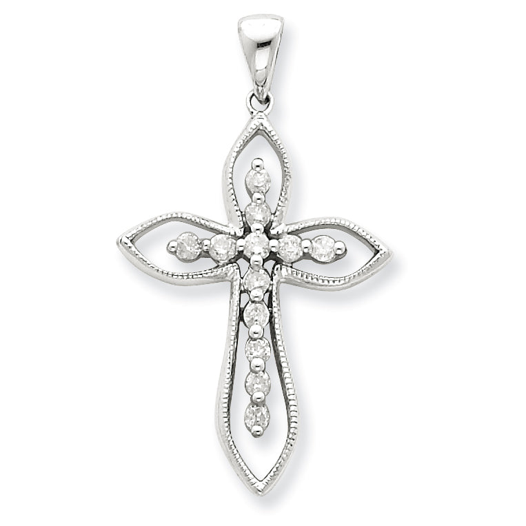 Sterling Silver Diamond Cross Pendant