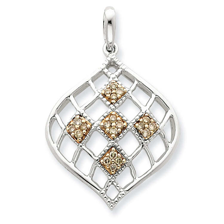 Sterling Silver & Rhodium Diamond Pendant