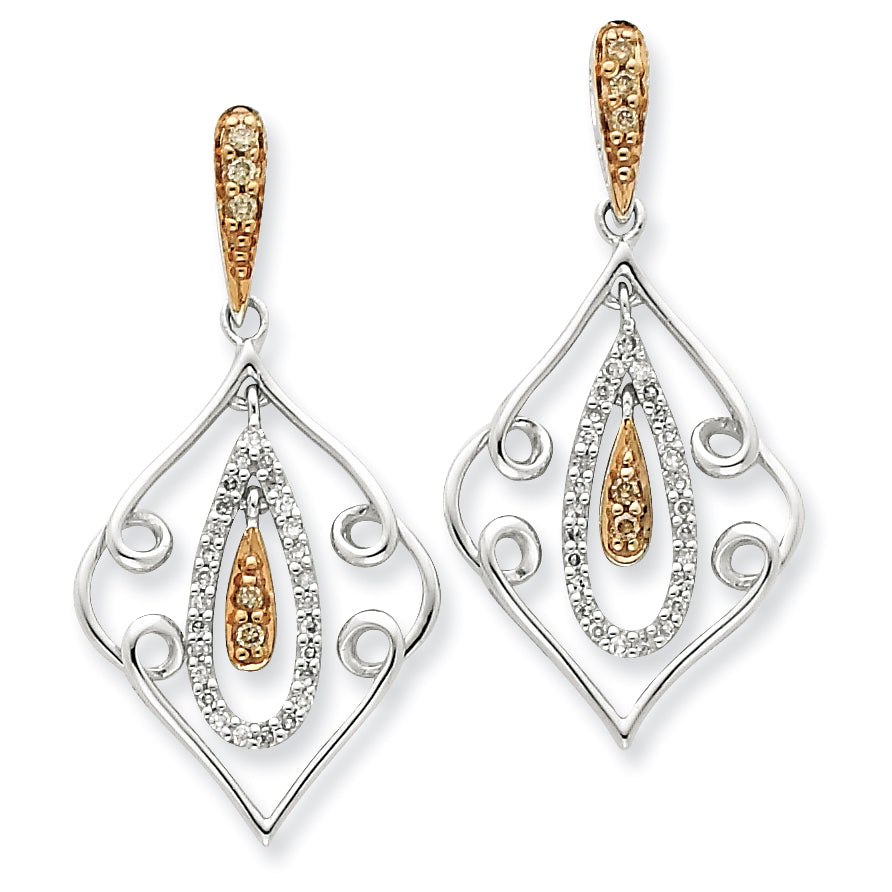 Sterling Silver & Rhodium Diamond Earrings