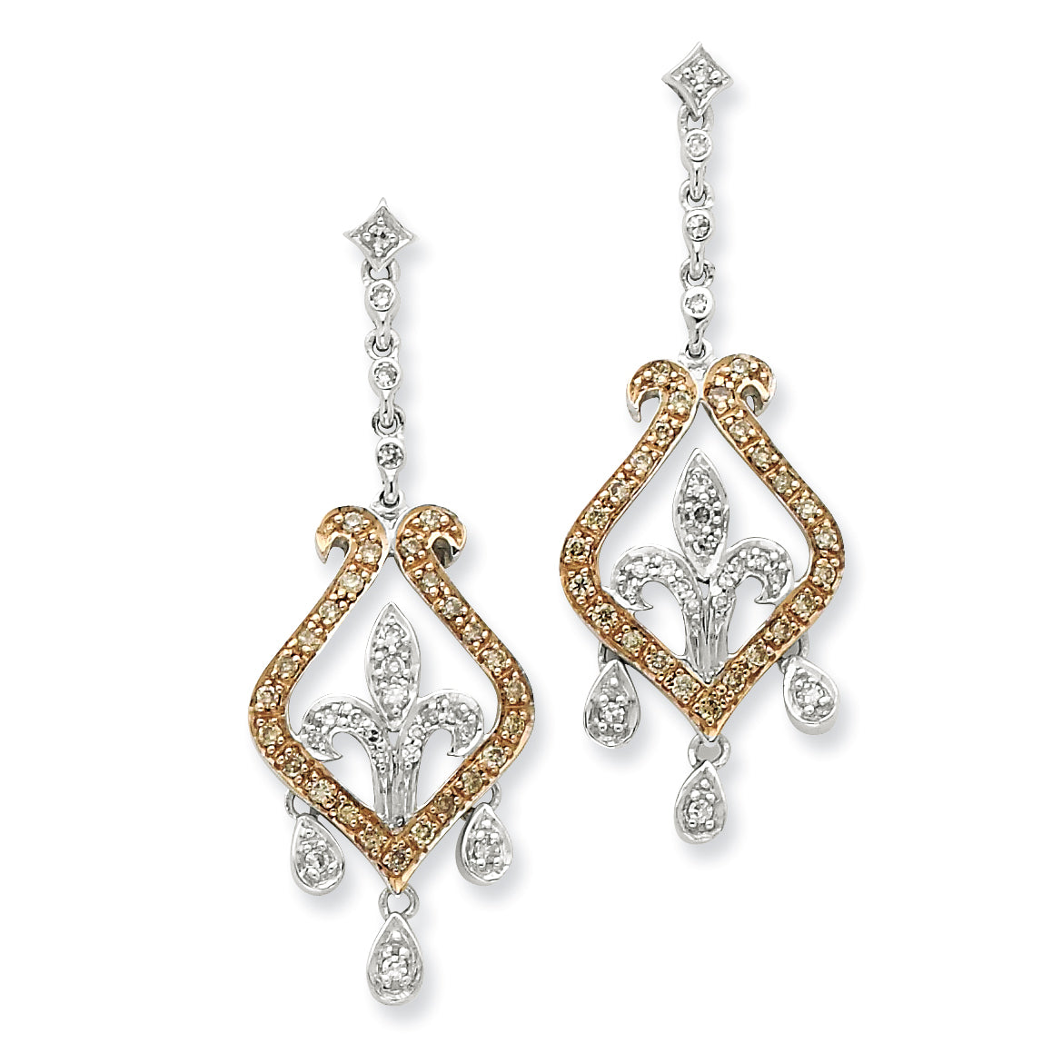 Sterling Silver & Rhodium Diamond Earrings