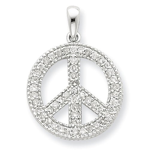 Sterling Silver Diamond Peace Pendant