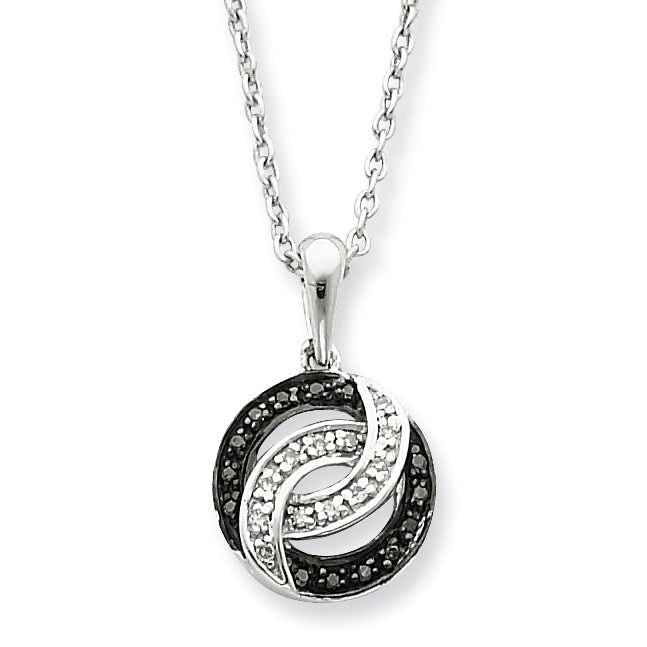 Sterling Silver Black & White Diamond Necklace