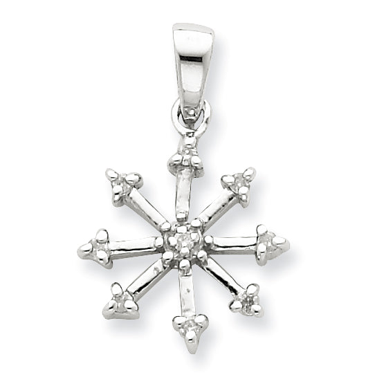 Sterling Silver Rhodium Snowflake Pendant