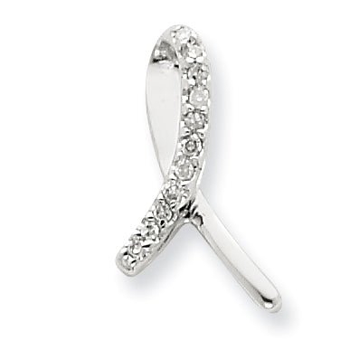 Sterling Silver Diamond Awareness Ribbon Pendant