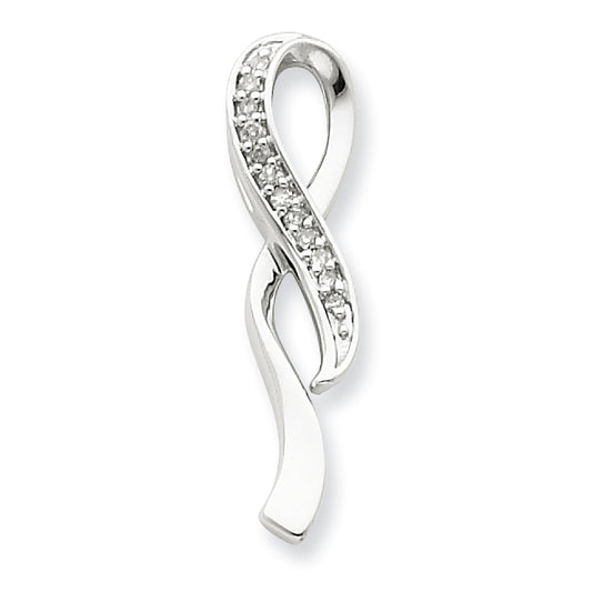 Sterling Silver Diamond Looped Ribbon Pendant