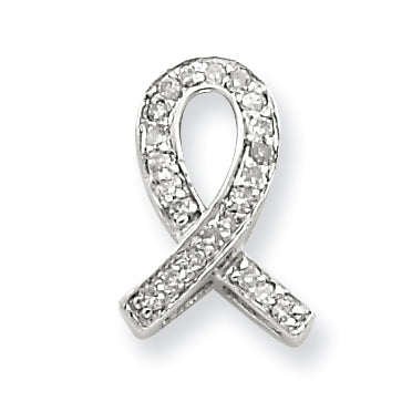 Sterling Silver Diamond Awareness Ribbon Pendant