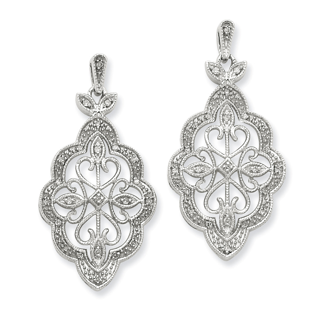 Sterling Silver Diamond Chandalier Dangle Post Earrings