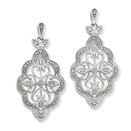 Sterling Silver Diamond Chandalier Dangle Post Earrings