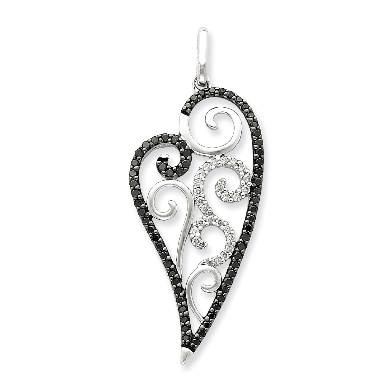 Sterling Silver Black & White Diamond Pendant