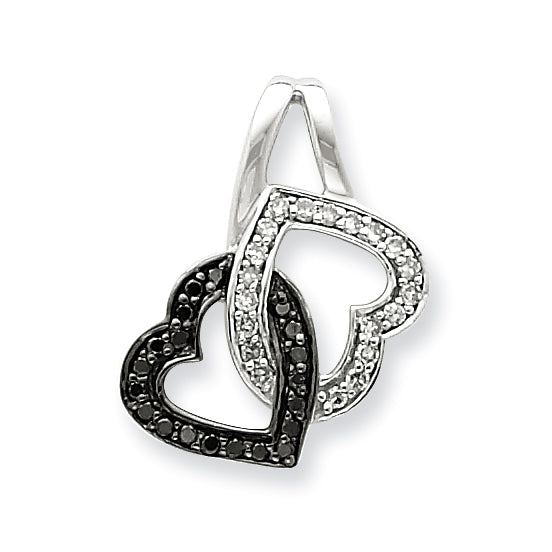 Sterling Silver Black & White Diamond Heart Pendant