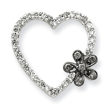 Sterling Silver Black & White Diamond Heart Pendant