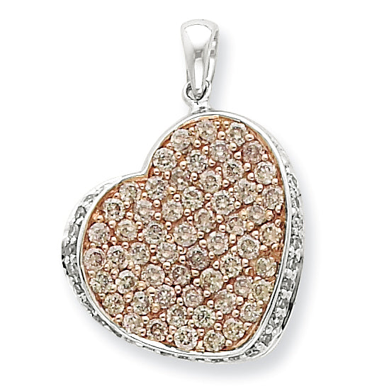 Sterling Silver & Rhodium Diamond Heart Pendant