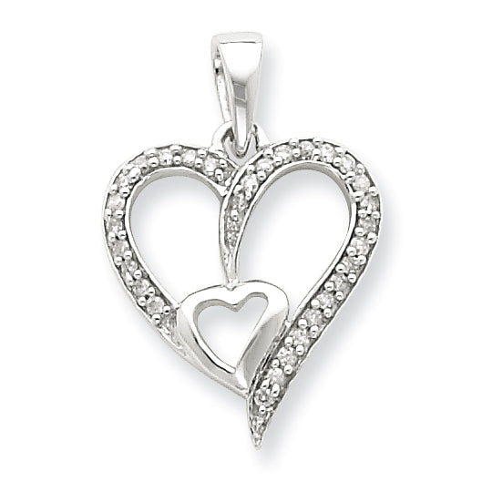 Sterling Silver Diamond Heart Pendant