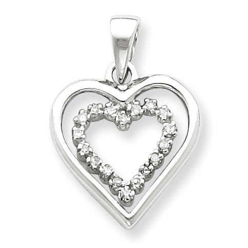 Sterling Silver Diamond Heart Pendant