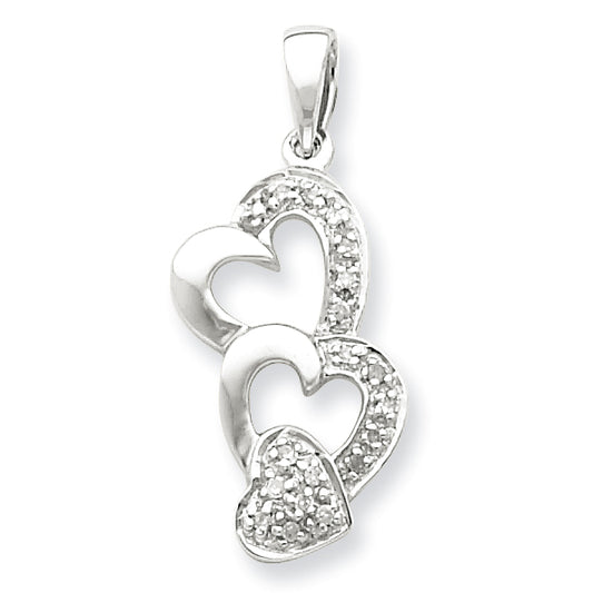 Sterling Silver Diamond Heart Pendant