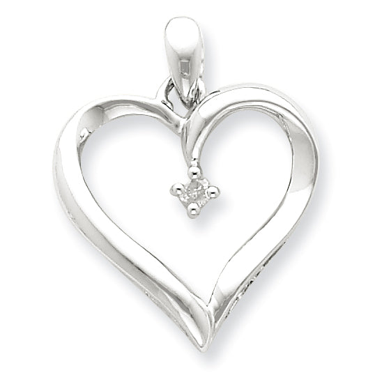 Sterling Silver Diamond Heart Pendant